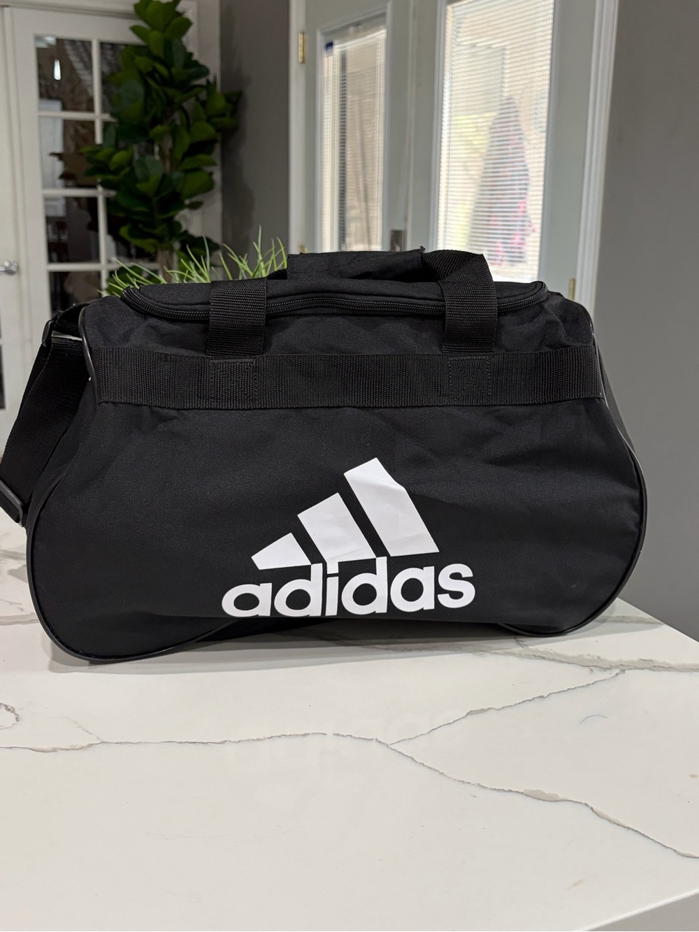 adidas Black Duffel Bag with White Logo 17.5” long 12” Tall